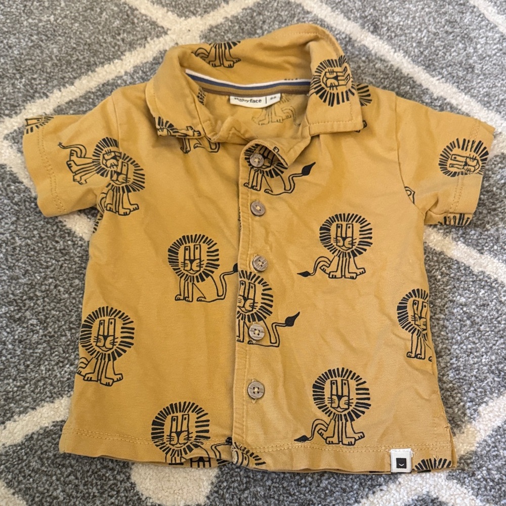 Babyface Lion Print Kids Button Down Shirt - Size 68 (3-6 Months)